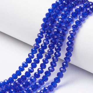 Crystal (Chinese) *Faceted Rondelle  (BLUE)   4 x 3mm.   Approx 145 Beads on an 18" Strand.