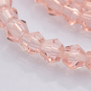Bicone Glass Beads Strands, Faceted, Pink, 3x3mm, Hole: 1mm; about 75 pcs/strand, 6" Strand.
