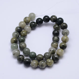 Rutilated Quartz (Natural Greens) 8mm Rounds.  16" Strand (approx 52 Beads)