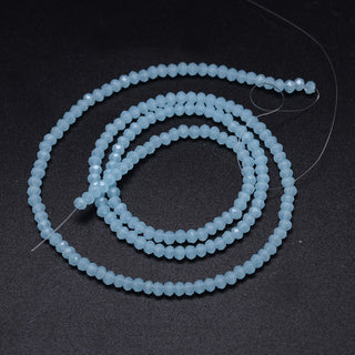 Crystal (Chinese) *Faceted Rondelle  (Sky Blue).  3 x2mm, Hole: 0.8mm, about 200pcs/strand, 15.1 inch