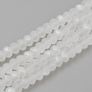 Crystal (Chinese) *Faceted Rondelle  (Clear Matte with AB Finish)   6 x 4mm.   Approx 90 Beads