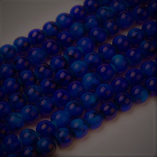 Drawbench Glass Round (Deep Royal Blue with Black Veins)  15" strand (8 mm Beads-Approx 50 Beads))