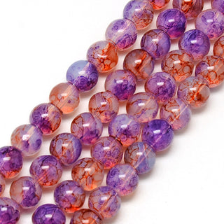 Glass Rounds *Dark Lavender & Brown.  Opalite Sheened - Round  (8mm)  *Approx 50 Beads