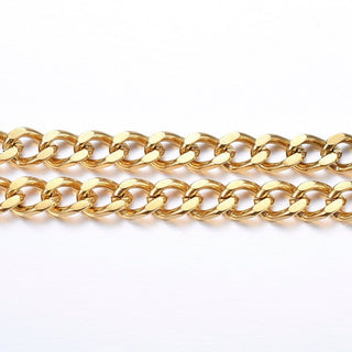 304 Stainless Steel Twisted Chains, Curb Chain, Faceted, Golden, 7.5x5x1.3mm; (Sold By the Foot)