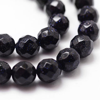 Blue GoldStone  (Faceted).   8mm Size.  Approx 50 Beads.