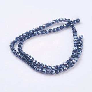 Glass Beads Pearl Luster Electroplate on Dark Slate Grey. (4mm Faceted Rounds).   Approx 100 Beads.