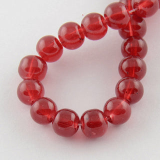 Glass (Transparent) Rounds *Rich Red.    6mm  (approx 60 beads)
