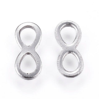 201 Stainless Steel Links connectors, Infinity 10x4.5x0.8mm, Hole: 2.5x3mm.  (PACKED 10). *See Drop Down For Color Finishes.