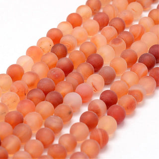 Carnelian (Natural) 10 mm  (FROSTED) *Approx 40 Beads