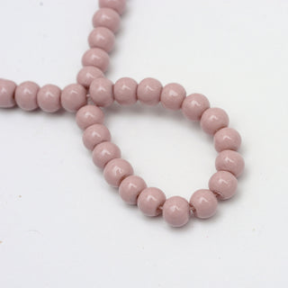 Glass Beads.  Round, Opaque Rosy, 8mm; Hole: 1.3~1.6mm, *Approx 50 Beads