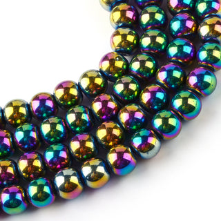 Electroplated Glass Round.  4mm.   Vibrant Multicolor.  *Approx 200 Beads.
