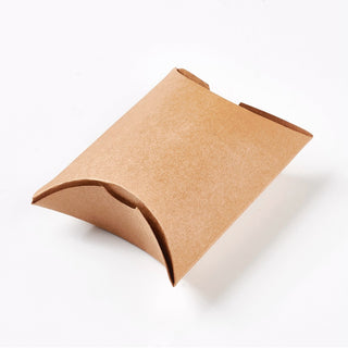 Paper Pillow Gift Boxes,  Kraft Natural, Size: about 10.5cm wide, 9cm long, 3.5cm high; unfold: 8.95x14x0.8cm. (Packed 10 Boxes)
