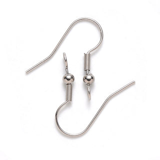 304 Stainless Steel Ear Wires.  20 x 18mm.  (Packed 10 Ear Wires/ 5 Sets).  (See Drop Down for Color Options)