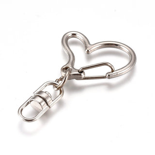 Metal Alloy Heart Lobster Clasps, (PACKED 5 Clasps) Keychain Clasp Findings, with Double Ended Swivel Eye Hook and Iron Jump Rings, 40x24x8.5mm, (See Drop Down for Color Finish Options)