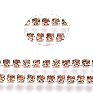Electrophoresis Iron Rhinestone Cup Chain, Light Peach. SS12 , 3mm.  *Sold by the foot