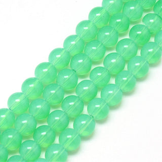 Glass Beads (Milky Aquamarine Green)   (8mm.  Approx 50 Beads)