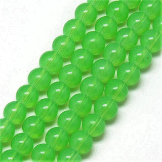 Glass Beads (Milky Lime Green)   (8mm.  Approx 50 Beads)