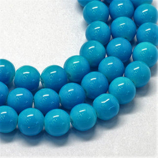 Glass Beads (Round)  Medium Blue.  *See Drop Down for Size Options  (beads are a slightly deeper blue than pic)