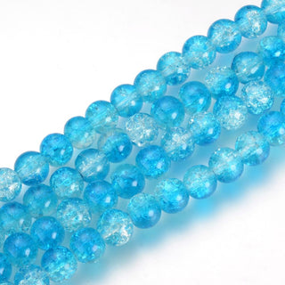 Glass (Crackle) Rounds *Clear/Sky Blue  Round  (6mm)  *approx 60 Beads