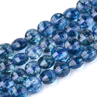 Natural Kyanite Beads Strands, Dyed, Faceted, Flat Round, 6x4mm, Hole: 0.8mm; (about 66 Beads)