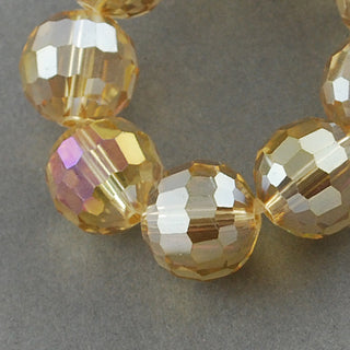 6mm Faceted Round Crystals *AB Plated, Elegant Peach  (approx 72 beads per 15" Strand)