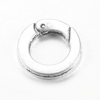 Spring Lock Clasp. Alloy Spring Gate Rings, O Rings, Cadmium Free & Nickel Free & Lead Free, Antique Silver, 10x3mm.  *PACKED 5 Rings