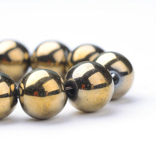 Hematite *Antique Gold Color. (Round Beads) 8mm Size.   15" Strand (approx 50 Beads)