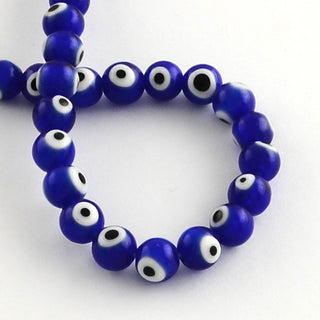 Evil Eye.  Lampwork Glass.  Round.  Blue.   (See Drop Down for Size Options)