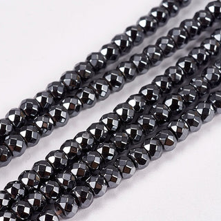 Hematite Beads *Faceted Round.  3 x 3mm (Approx 150 Beads) (Dark)