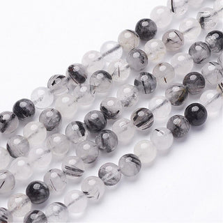 Rutilated Quartz (Natural Black) Half Strand (7 inch Strands) See Drop Down For Size Options