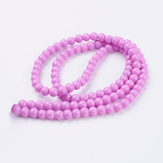 Glass Beads.  Round, Opaque Pink Orchid  , 8mm; Hole: 1.3~1.6mm, *Approx 50 Beads