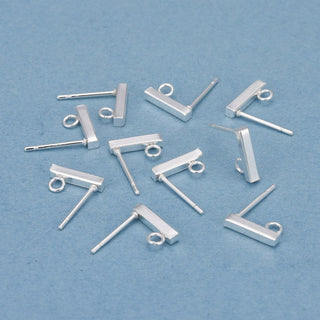 304 Stainless Steel Stud Earring Findings, Bar Style. 10x2mm, Hole: 1.8mm, Pin: 0.7mm  (Packed 10 Earwires) *See Drop Down for Color Options.