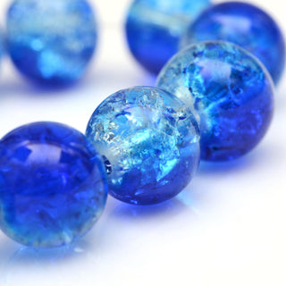Glass (Crackle) Rounds *Clear/ Blue  Round  (8mm)  *approx 50 Beads