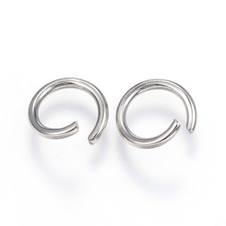 304 Stainless Steel Jump Rings, Open Jump Rings, Stainless Steel Color, 10x1.4mm, Inner Diameter: 7mm *Packed 100 Rings.