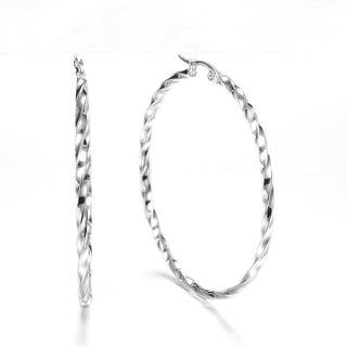304 Stainless Steel Big Hoop Earrings, Hypoallergenic Earrings, Twisted Hoop Style, See Drop Down for Size Options.