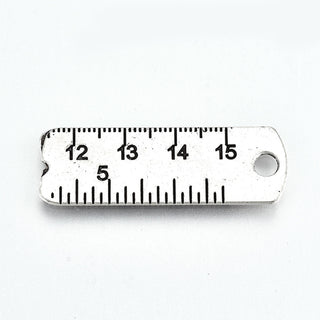 Ruler/ Tape Measure Charm.  Antique Silver,  Size: about 29mm long, 9.5mm wide, 1mm thick, hole: 2mm,  (See Drop down for Options)