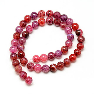 Agate (8 mm Size Rounds) Dragons Vein in Pinks (16" strand- Approx 50 Beads)