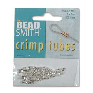 Crimp Tubes (2x 2mm)  Silver-Plated  (100 pieces) - Mhai O' Mhai Beads
