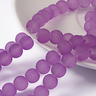 Glass- Frosted ("Engineered Beach Glass")  *Round Purple (See DropDown for Size Options)