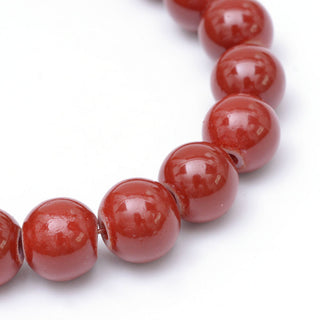 Glass Beads.  Round, FireBrick, 8mm; Hole: 1.3~1.6mm, *Approx 50 Beads