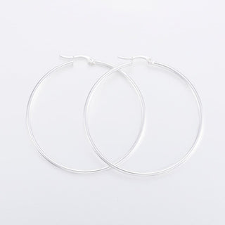 304 Stainless Steel Simple Hoop Earrings, Silver Color Plated, 12 Gauge.  (See Drop Down for Size Options)