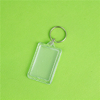 Acrylic Photo Frame Keychain, with Iron Split Key Rings, Rectangle, Clear, 5.3x3.5cm.  Sold Individually