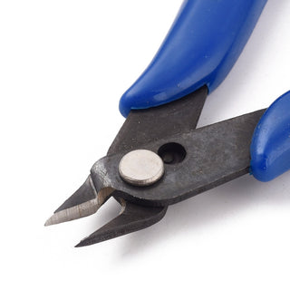 45# Carbon Steel Jewelry Flush/ Side Cutter Plier,  MediumBlue, 130x52x12mm