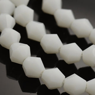 Bicone Beads Faceted.  White (4 x 4mm)  (approx 90 beads on a 14" strand)