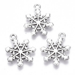 Snowflake Charm (CH18) , Silver Color, 20x17x1.5mm, Hole: 1.8mm, Sold Individually.