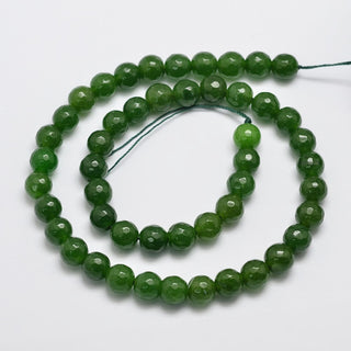 Jade *Faceted.  (Dark Green) 8mm Round (approx 46 Beads)