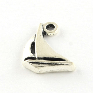 Sail Boat Charm.  Alloy  Antique Silver, 15x12x3mm, Hole: 2mm;   Sold Individually or Bulk