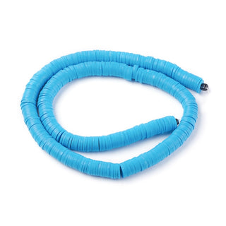 Polymer Clay Disc Beads (Heishi), 8 x 1mm.  Hole 2mm.  Approx 390 Beads.  Vivid Med Blue