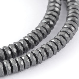 Faceted Flat Round/Disc Non-magnetic Hematite Beads Strands, Heishi Beads,*Approx 190 beads.