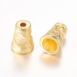 Bead Cap/ Cone.  Gold Tone.  10 x 7.5mm.  Hole: 1.7-1.8mm.  (Packed 20).
